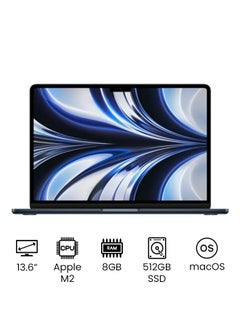 اشتري MacBook Air MLY43 13-Inch Display : Apple M2 chip with 8-core CPU and 10-core GPU, 512GB/ English Keyboard Midnight في الامارات