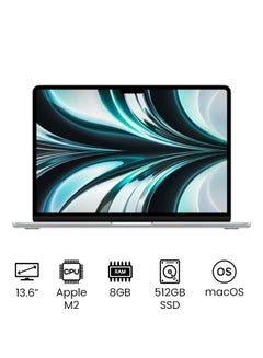 اشتري شاشة MacBook Air MLY03 مقاس 13 بوصة: شريحة Apple M2 مع وحدة المعالجة المركزية 8 النواة ووحدة معالجة الرسومات 10 النواة، 512 جيجابايت - لوحة مفاتيح باللغة الإنجليزية والعربية فضي فضي في السعودية