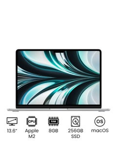 اشتري شاشة MacBook Air MLXY3 مقاس 13 بوصة: شريحة Apple M2 مع وحدة المعالجة المركزية 8 النواة ووحدة معالجة الرسومات 8 النواة، و256 جيجابايت - لوحة مفاتيح باللغة الإنجليزية والعربية فضي فضي في الامارات