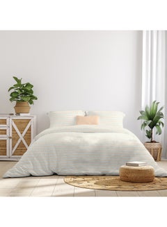 Buy Comforter Set With Pillow Cover 50X75 Cm, Comforter - For Double Size Mattress - 100% Cotton Percale - Sleep Well Lightweight And Warm Bed Linen Beige 160X220cm in Saudi Arabia