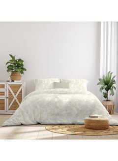Buy Comforter Set Queen Size All Season Everyday Use Bedding Set 100% Cotton 3 Pieces 1 Comforter 2 Pillow Covers  White/Yellow Cotton White/Yellow in Saudi Arabia