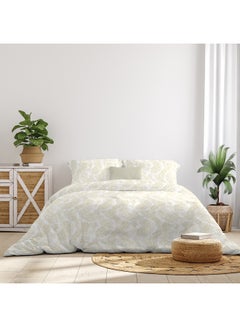 Buy Duvet Cover Set With Pillow Cover 50X75 Cm, Comforter 160X200 Cm - For Double Size Mattress - 100% Cotton Percale - Sleep Well Lightweight And Warm Bed Linen Cotton White/Yellow in Saudi Arabia