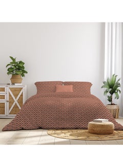 Buy Fitted Sheet Set With Pillow Cover 50X75 Cm, Comforter 180X200+33 Cm - For King Size Mattress - 100% Cotton Percale - Sleep Well Lightweight And Warm Bed Linen Cotton Brown in Saudi Arabia