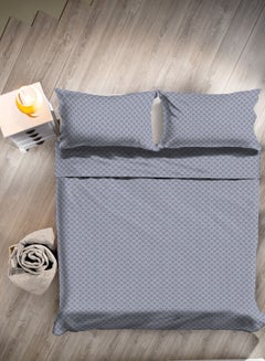 Buy Duvet Cover Set - With 1 Duvet Cover And 2 Pillow Cover 50X75 Cm -  For Double Size Mattress - 100% Cotton Percale - 144 Thread Count Cotton Grey 160x200cm in Saudi Arabia