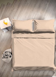 Buy Duvet Cover - With Pillow Cover 50X75 Cm, Comforter 260X220 Cm, - For Super King Size Mattress - Beige 100% Cotton Percale - 180 Thread Count Cotton Beige 260x220cm in Saudi Arabia