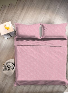 Buy Duvet cover set With Pillow Cover 50X75 Cm, Comforter - For Super King Size Mattress - 100% Cotton Percale - 144 Thread Count Cotton Pink 260x220cm in Saudi Arabia