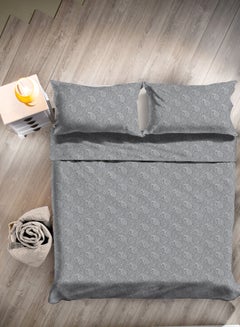 اشتري Duvet Cover Set - With 1 Duvet Cover And 2 Pillow Cover 50X75 Cm - For Double Size Mattress - 100% Cotton Percale - 144 Thread Count Cotton Grey 160X200cm في السعودية