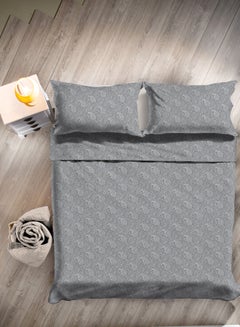 Buy Duvet Cover Set - With 1 Duvet Cover And 2 Pillow Cover 50X75 Cm - For Double Size Mattress - 100% Cotton Percale - 144 Thread Count Cotton Grey 160X200cm in Saudi Arabia