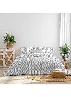Buy Comforter Set King Size All Season Everyday Use Bedding Set 100% Cotton 3 Pieces 1 Comforter 2 Pillow Covers  Light Grey/White Cotton Light Grey/White in Saudi Arabia