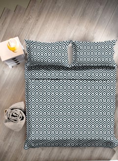 Buy Duvet Cover Set - With 1 Duvet Cover And 2 Pillow Cover 50X75 Cm - For Double Size Mattress - 100% Cotton Percale - 180 Thread Count Cotton Black 160X200cm in Saudi Arabia