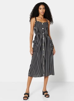 Buy Striped Midi Dress Stripes in UAE