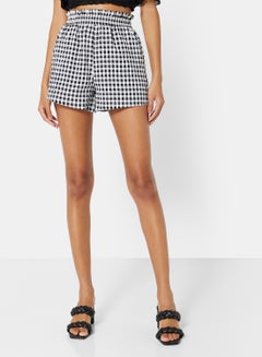 Buy Checkered Print Shorts White/Black in UAE