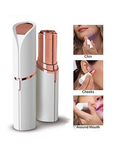 Buy Facial Hair Remover Gentle Painless Instant Electric Shaver Portable Ladies Epilator for Face with Built-in Light White/Rose Gold 11cm in Egypt