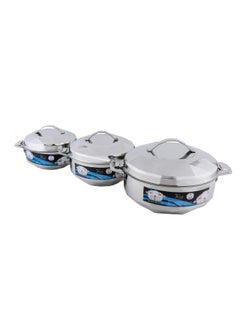 Buy 3-Piece Crystal Hot Pot Set Silver 2500ml in Saudi Arabia