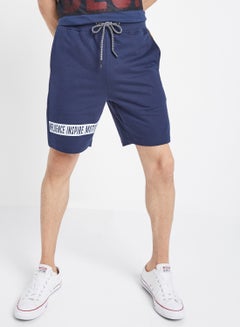 Buy Text Graphic Shorts Navy in Saudi Arabia