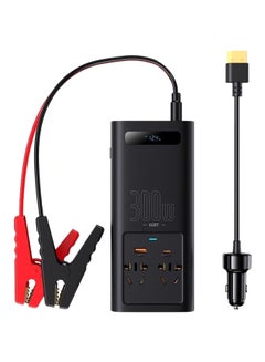 اشتري IGBT Technology Power Inverter 300W Type-C USB AC Socket Car Charger (220V US/EU) High Power Multi-function Inverter with Cooling Fan for Camping/Self-driving Trip Black في الامارات