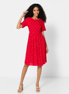Buy Stylish Midi Dress Red in UAE