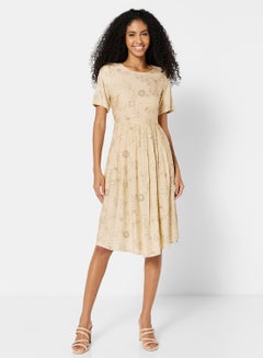 Buy Stylish Midi Dress Beige in UAE