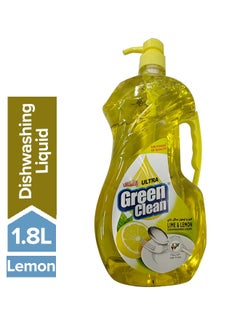 Buy Green Clean Lemon Dish Washing Liquid Yellow 1.8Liters in Saudi Arabia