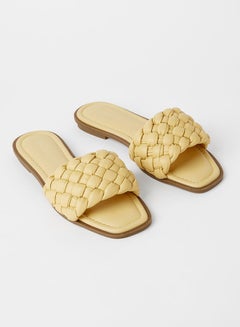 Buy Marsil Weave Detail Flat Sandals Yellow in Saudi Arabia