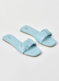 Buy Ruched Strap Flat Sandals Blue in Saudi Arabia