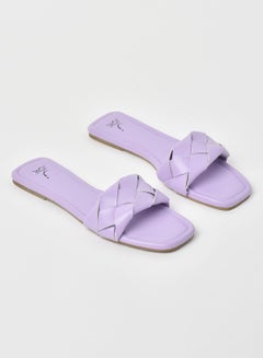 Buy Braided Broad Strap Flat Sandals Lilac in Saudi Arabia