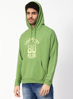 Buy Printed Casual Hoodie Green in UAE