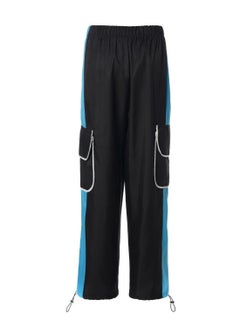 Buy Plain Casual Sweatpants Black/Blue in UAE