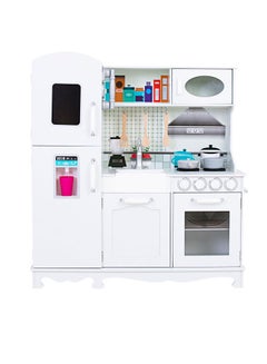 Buy Wooden Authentic Detailing Rich Unique Design Pretend Kitchen Play Set - White/Grey/Black 95x30x103cm in UAE