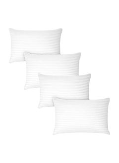 اشتري 4- Piece Of Comfortable Strip Hotel Pillow مايكروفايبر أبيض 90x50سنتيمتر في السعودية