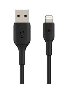 Buy Braided iPhone Charging Cable, USB A To Lightning Cable (Boost Charge To USB For iPhone, iPad, Airpods) MFI-Certified Apple Cable, (1M) Black in UAE