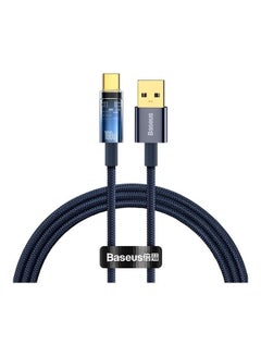 Buy 100W USB To Type-C Explorer Series Auto Power-Off Fast Charging Data Cable for Huawei, Honor, Xiaomi and all Type C Devices 6A,1m, Blue in UAE