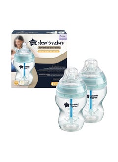 Buy Anti-Colic Baby Bottle, Slow-Flow Breast-Like Teat And Unique Anti-Colic Venting System, 260ml, Pack of 2 in UAE