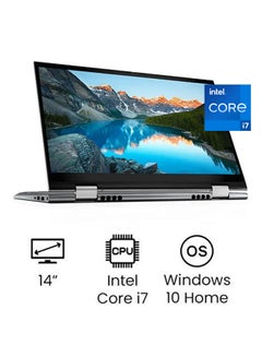 اشتري Inspiron 14 5410 Convertible Laptop With 14Inch  Full HD Display, 11th Gen Intel Core i7-1195G7 Processer/256GB SSD/8GB RAM/Intel Intergrated Graphics/Windows 10 Home الإنجليزية/العربية فضي في الامارات