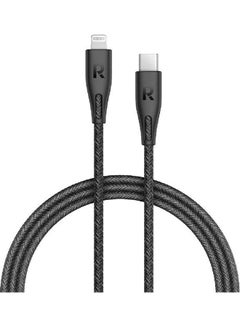 Buy RP-CB1018 Type-C To Lightning Cable 2m Nylon Black in Saudi Arabia