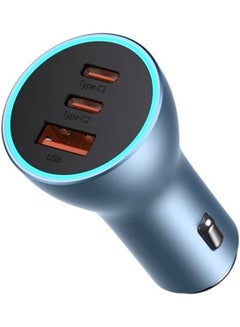 Buy 65W Fast Car USB Charger Adapter 3 Ports Car Mobile Phone Fast Charging Socket Plug with PD USB C Port & Quick Charge 3.0 Compatible with iPhone 14 Pro Max/14 Pro/13 Pro, iPad Pro, MacBook Blue in Saudi Arabia