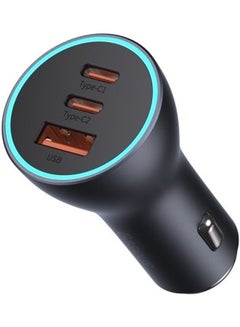 Buy 65W Fast Car USB Charger Adapter 3 Ports Car Mobile Phone Fast Charging Socket Plug with PD USB C Port & Quick Charge 3.0 Compatible with iPhone 14 Pro Max/14 Pro/13 Pro, iPad Pro, MacBook Black in UAE