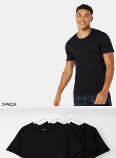 Buy Basic Essential Undershirt (Pack of 3) Black in UAE