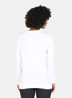 Buy Printed Casual Crew Neck Sweatshirt White in Saudi Arabia