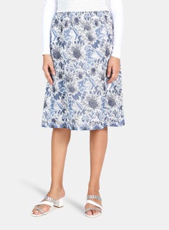 Buy Casual Burnout Skirt White/Blue in Saudi Arabia