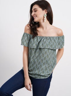 Buy Off Shoulder Printed Top Multicolour in UAE