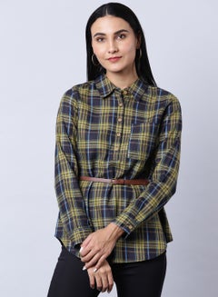 Buy Long Sleeve Checkered Tunic Multicolour in UAE