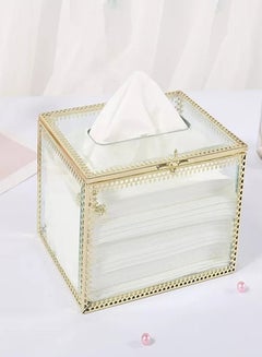Buy Luxury Crystal Facial Tissue Box Transparent 16x12x10cm in UAE