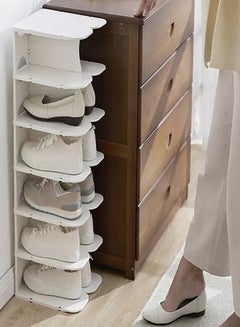 Buy Multi Steps Adjustable Plastic Shoe Organizer Rack White 13.2x24x26.3cm in UAE