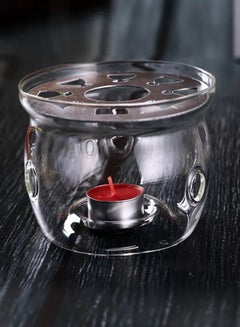 Buy Glass Tea Pot Warmer Transparent 13.5x13.5x8cm in UAE