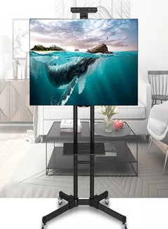 Buy Mobile TV Stand for 32-70 Inch Flat LED LCD OLED Screen Floor TV mount with Wheels Shelves Height Adjustable Tilt TV Cart for Samsung, Sony, LG, Hisense Smart TV Black in UAE