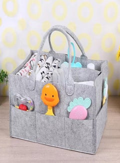 Buy Multi-Purpose Removable Handle For Classic Look Luxury Portable Nursery Diaper Storage Bin With Compartment Grey 12.99x9.05x7.28cm in Saudi Arabia