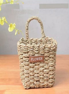 Buy Wooden Flowers Basket Vase Brown 12x13x14cm in UAE