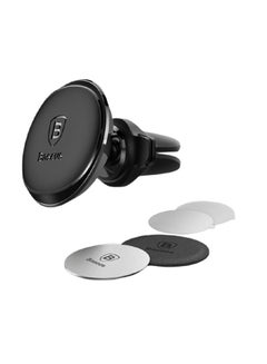 Buy Magnetic Air Vent Car Mount Holder With Cable Clip Black in UAE