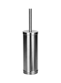 Buy Bathroom Accessories - Toilet Brush And Holder - Stainless Steel Round - Bath Kit Silver (Round) 9.1 x 25/38cm in Saudi Arabia